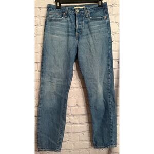 Levis 501 Jeans Womens‎ Medium Wash Denim Button Fly Straight Leg Casual